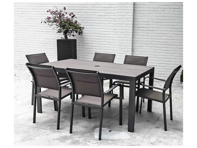 Schnupp Patio Adir Aluminum 60''W x 30''D Rectangular Dining Table with Umbrella Hole
