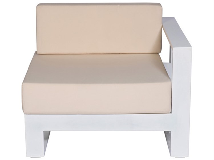 Schnupp Patio Aruba Cushion Aluminum White Gloss Large Sectional Left Arm Facing Lounge Chair