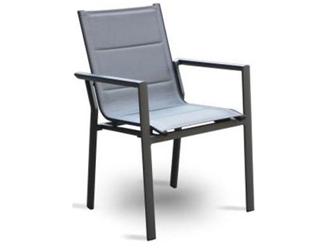 Schnupp Patio Cali Padded Sling Aluminum Charcoal Dining Arm Chair