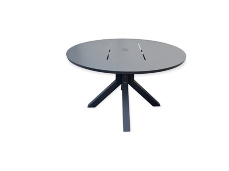 Schnupp Patio Cali Aluminum Charcoal 36'' Wide Round Dining Table with Umbrella Hole