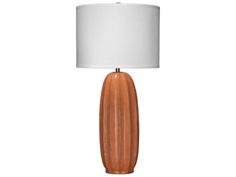 Jamie Young Beckham Tan White Linen Orange Buffet Lamp