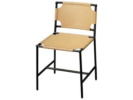 Jamie Young Asher Leather Black Upholstered Side Dining Chair
