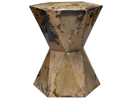 Jamie Young Crown Hexagon Acid Washed Metal End Table