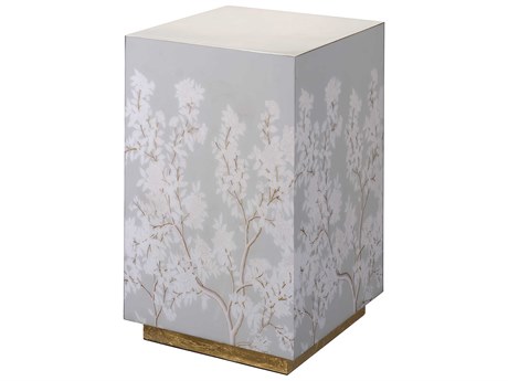 Jamie Young Garland Floral 14" Square Grey End Table
