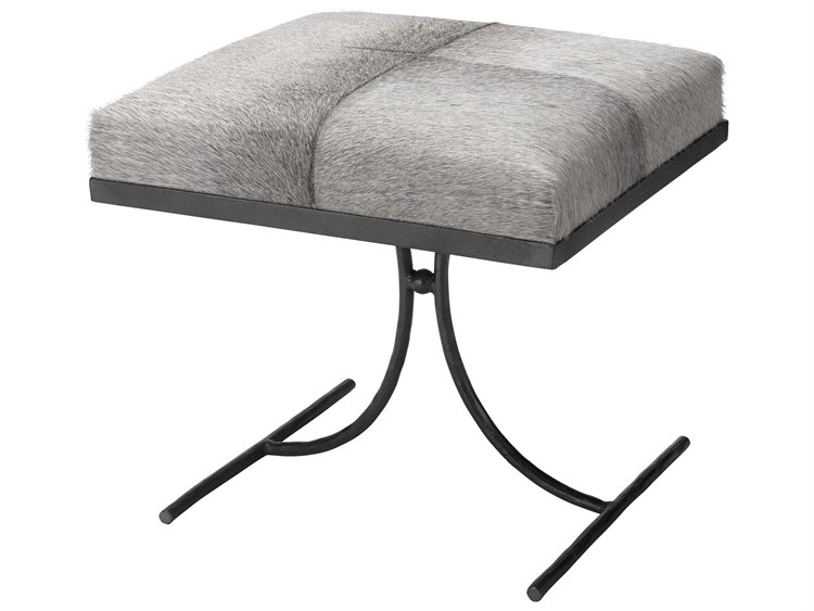 Photos - Garden Furniture Jamie Young Co Jamie Young Kai Grey Black Leather Accent Bench 20KAI-STOOL 