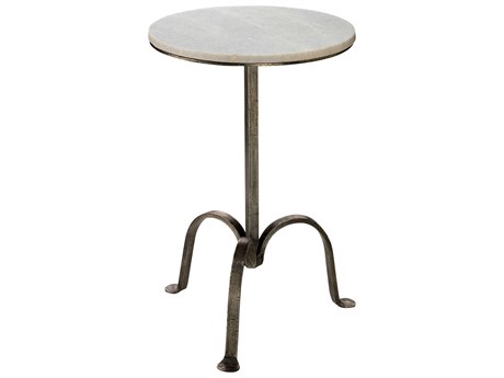 Jamie Young Left Bank Round Marble Gun Metal End Table