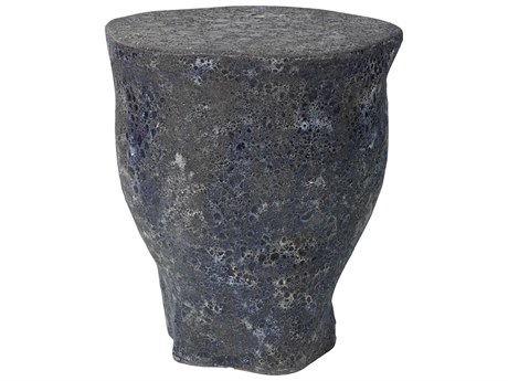 Jamie Young Round Ceramic Blue Clay End Table
