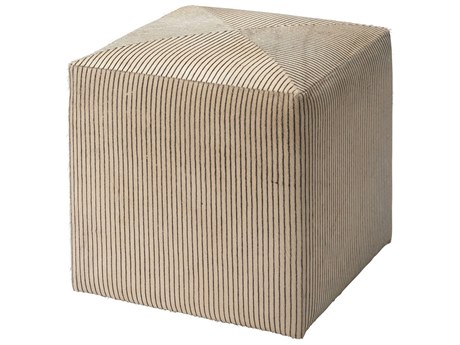 Jamie Young Black Cream Hide Leather Ottoman