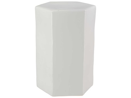 Jamie Young Porto Hexagon White Ceramic End Table