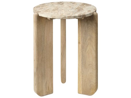 Jamie Young Quarry 18" Round Stone Natural End Table