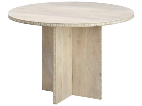 Jamie Young Sama Round Wood White Patina Dining Table