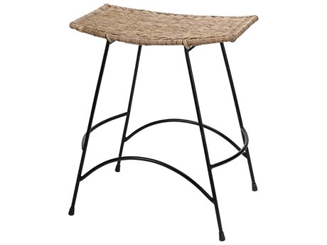 Jamie Young Natural Rattan & Black Steel Counter Stool