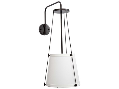 Jamie Young California 1-Light Oil Rubbed Bronze With Off White Linen Wall Sconce