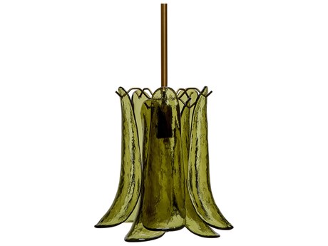 Jamie Young Cala 1-Light Smoke Green Brass Mini Pendant