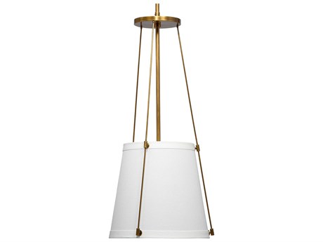 Jamie Young California 1-Light Antique Brass With Off White Linen Dome Pendant