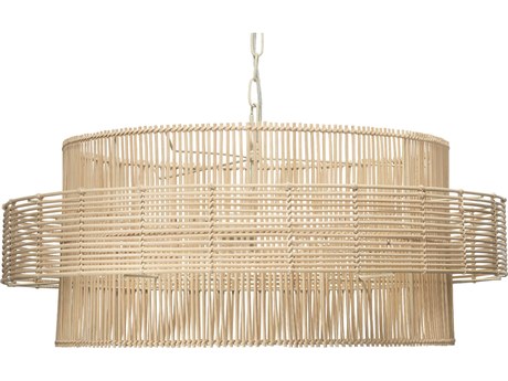 Jamie Young Concentric 2-Light Natural Rattan Wood Geometric Pendant