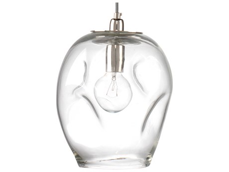Jamie Young Dimple 1-Light Clear Glass With Silver Hardware Dome Mini Pendant