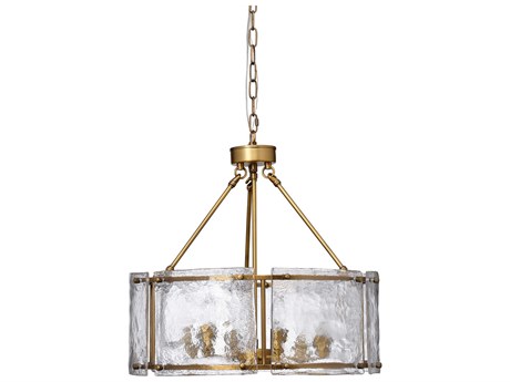 Jamie Young Glenn 6-Light Antique Brass Glass Candelabra Chandelier