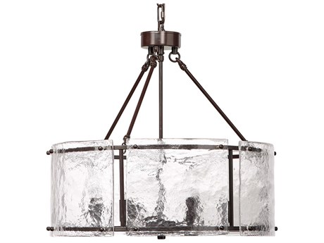 Jamie Young Glenn 6-Light Oil Rubbed Bronze Glass Drum Chandelier
