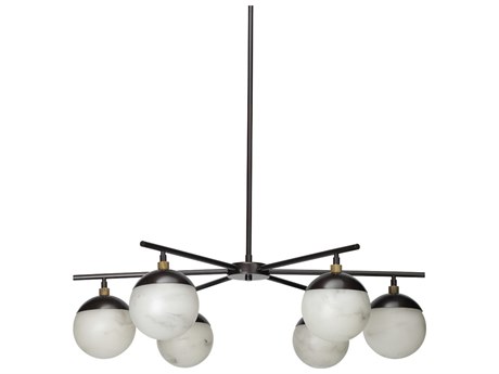 Jamie Young 6-Light Oil Rubbed Bronze Antique Brass LED Candelabra Globe Round Chandelier
