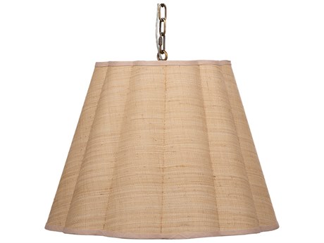 Jamie Young Scalloped 1-Light Natural Brown Drum Pendant