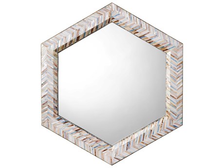 Jamie Young Academy Mother of Pearl Blue Hexagon Wall Mirror