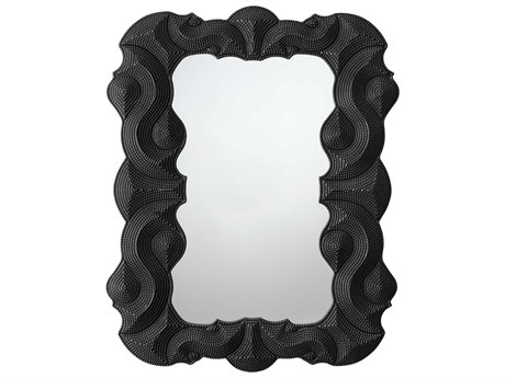 Jamie Young Baroque Satin Black Rectangular Wall Mirror