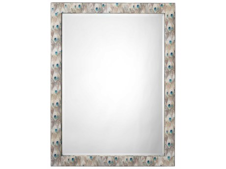 Jamie Young Plume White Peacock Lacquer Rectangular Wall Mirror