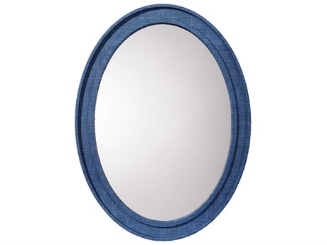 Jamie Young Valley Raffia Indigo Oval Wall Mirror