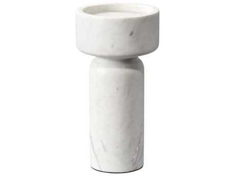 Jamie Young Apollo White Marble 8" High Candle Holder