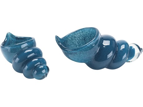Jamie Young Ariel Dark Blue Glass Shells Set of 2