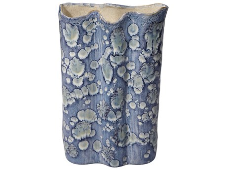 Jamie Young Cloud Reactive Blue Glaze Vase