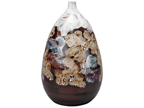 Jamie Young Collage Black / Brown Off-White Beige Ceramic 16" High Vase