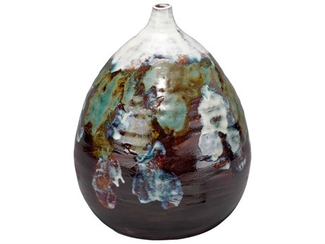 Jamie Young Collage Black / Brown Off-White Beige Ceramic 11" High Vase