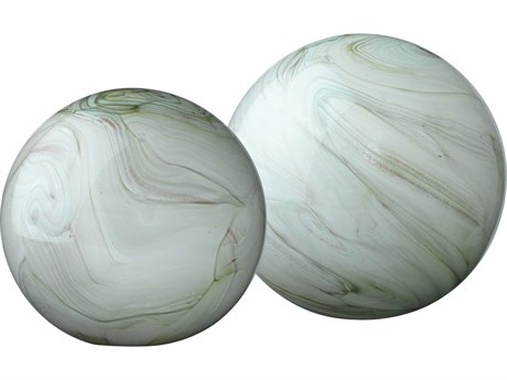 Jamie Young Sage Swirl Cosmos Glass Balls Set of 2