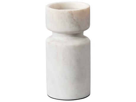 Jamie Young Daphne White Marble 6" High Candle Holder