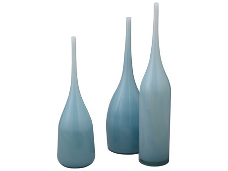Jamie Young Pixie Periwinkle Blue Glass Decorative Vases Set of 3
