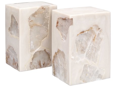 Jamie Young Slab Clear Mica / Pearl Resin Bookends Set of 2