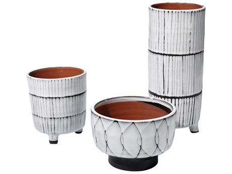 Jamie Young Striae Cream / Dark Grey Vase Set of 3