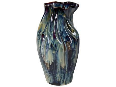 Jamie Young Whirl Reactive Blue Glaze Vase