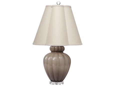 Jamie Young Agnes Taupe Natural Linen Scallop With Trim Brown Table Lamp