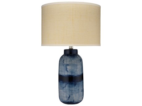 Jamie Young Batik Blue Raffia Drum Buffet Lamp