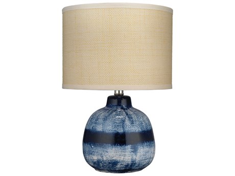 Jamie Young Batik Blue Raffia Drum Table Lamp