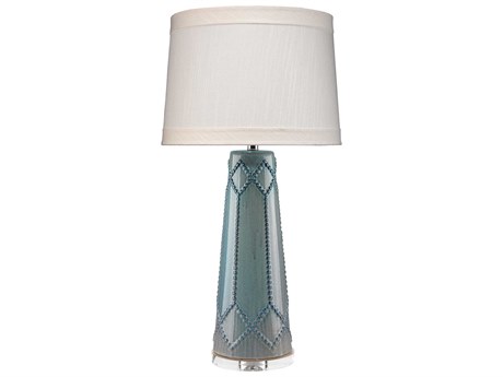 Jamie Young Hobnail Teal Off White Linen Tapered Green Buffet Lamp