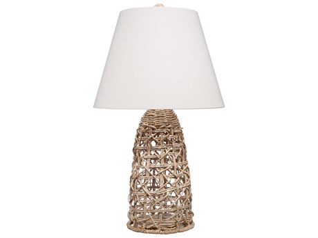 Jamie Young Kauai Natural White Linen Tapered Brown Buffet Lamp