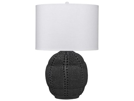 Jamie Young Lunar Black Linen White Drum Buffet Lamp