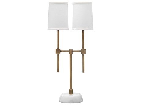 Jamie Young Minerva Antique Brass White Table Lamp