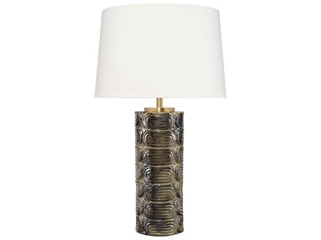 Jamie Young Wright Espresso White Linen Brown Buffet Lamp
