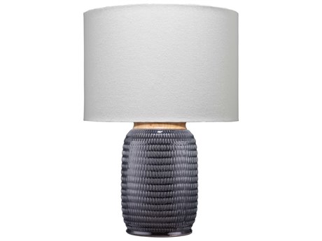 Jamie Young Graham Navy Linen Cream Drum Blue Buffet Lamp