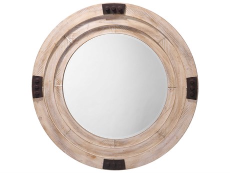Jamie Young Foreman Grey Washed Round Wall Mirror